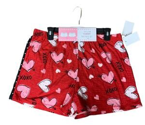 Heart Pajama Shorts XL Black White Polka Dot Valentines Day Set Gift NEW